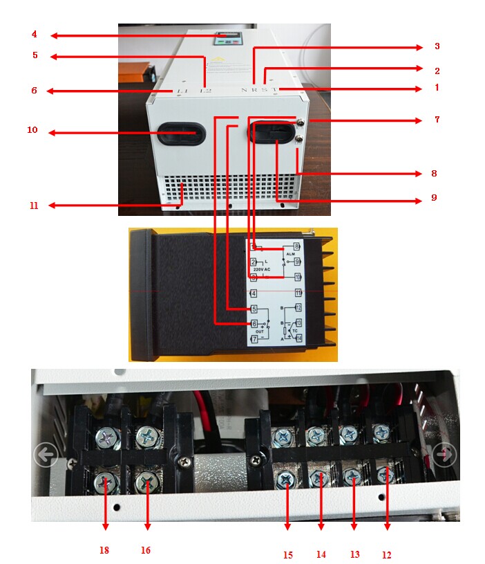 三相全桥10KW电磁加热器部件名称和接线图